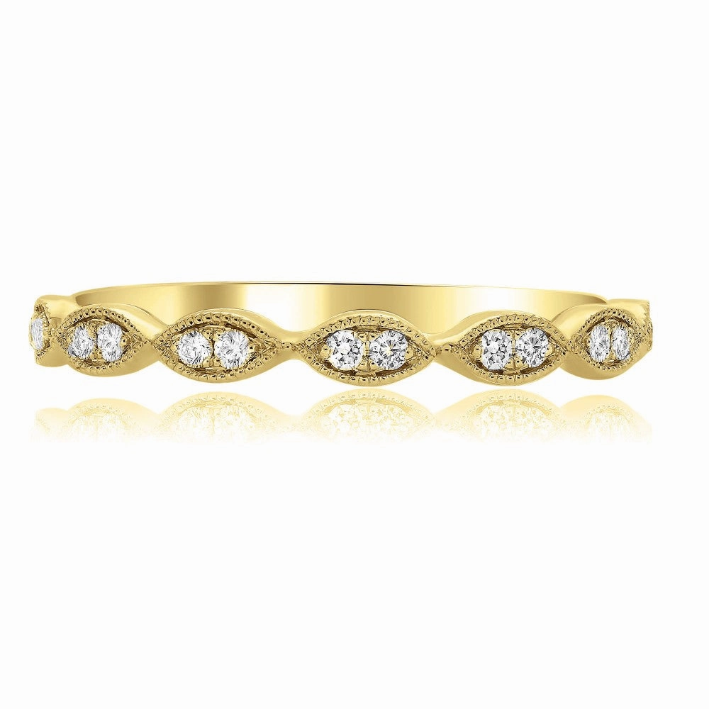 14kt YELLOW GOLD MILGRAIN MARQUISE RING Budget Art