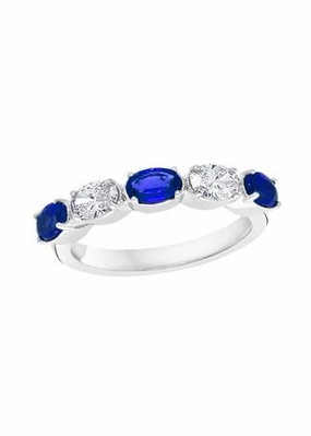 14kw Oval Sapphire and Diamond Anniversary Band Stylish Decoration