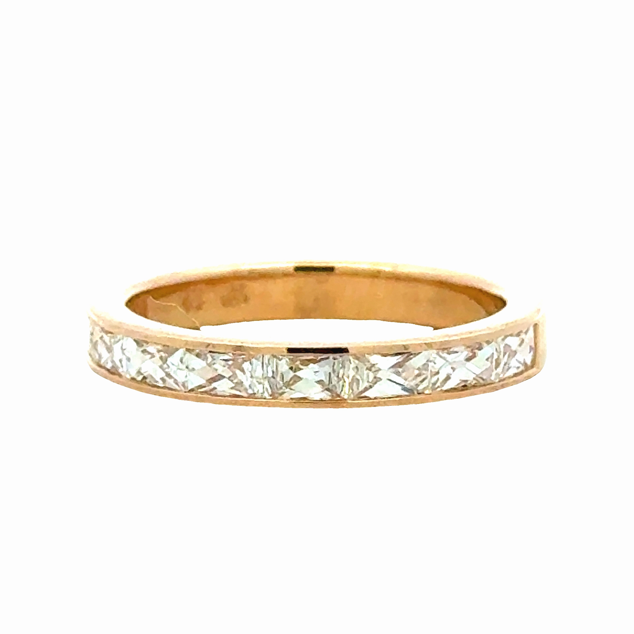 14KY 1/2 Way Around French Cut Baguette Diamond Anniversary Band Chic Accent