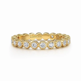 14ky Diamond Bezel Setting Stackable Ring (0.58cttw) Layering Touch