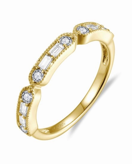 Iridescent effect HighEnd Creation 14ky Milgrain Diamond Stackable Rings (0.37cttw)