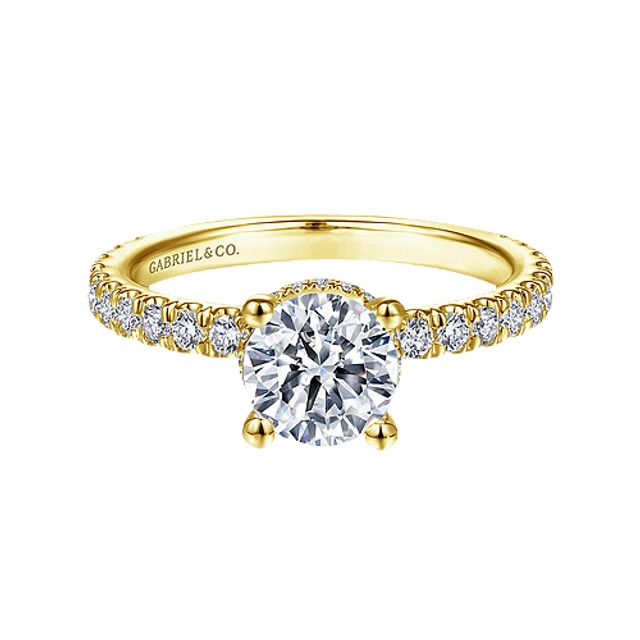 14kyw Hidden Halo Diamond Engagement Ring (2.45cttw) Textured Finish Affordable Embellishment