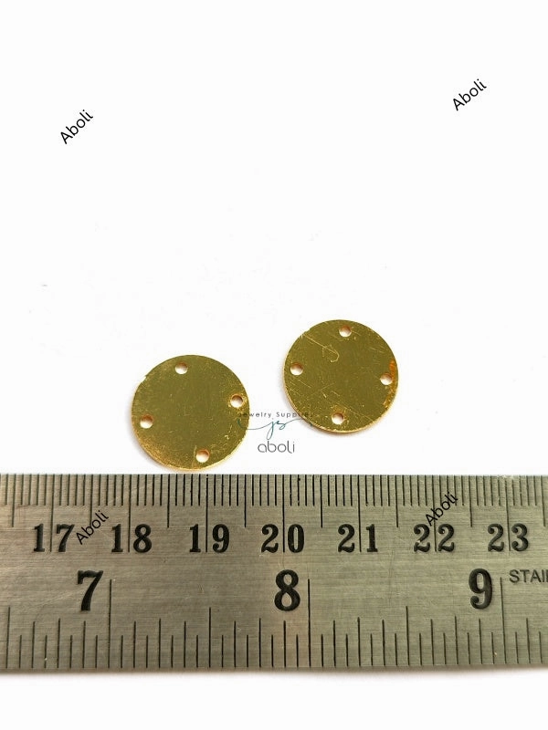 16 mm Golden disc connector with 4 holes Flat Metal connector Jewellery Component Glossy finish MACU20 Unique Treasures