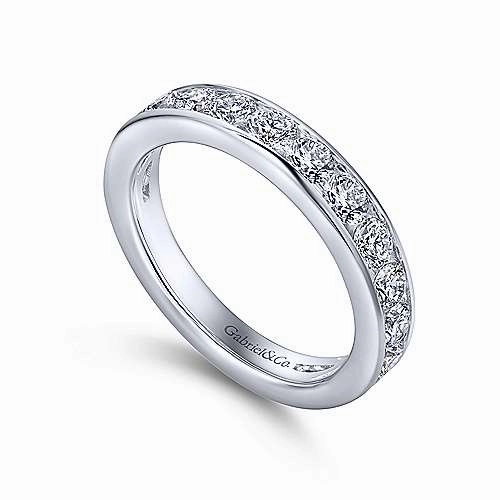 HighEnd Adornment Simple Decoration 16-Stone Channel Set Diamond Band 14K White Gold