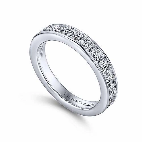 Symmetrical design 16-Stone Channel Set Diamond Band 14K White Gold