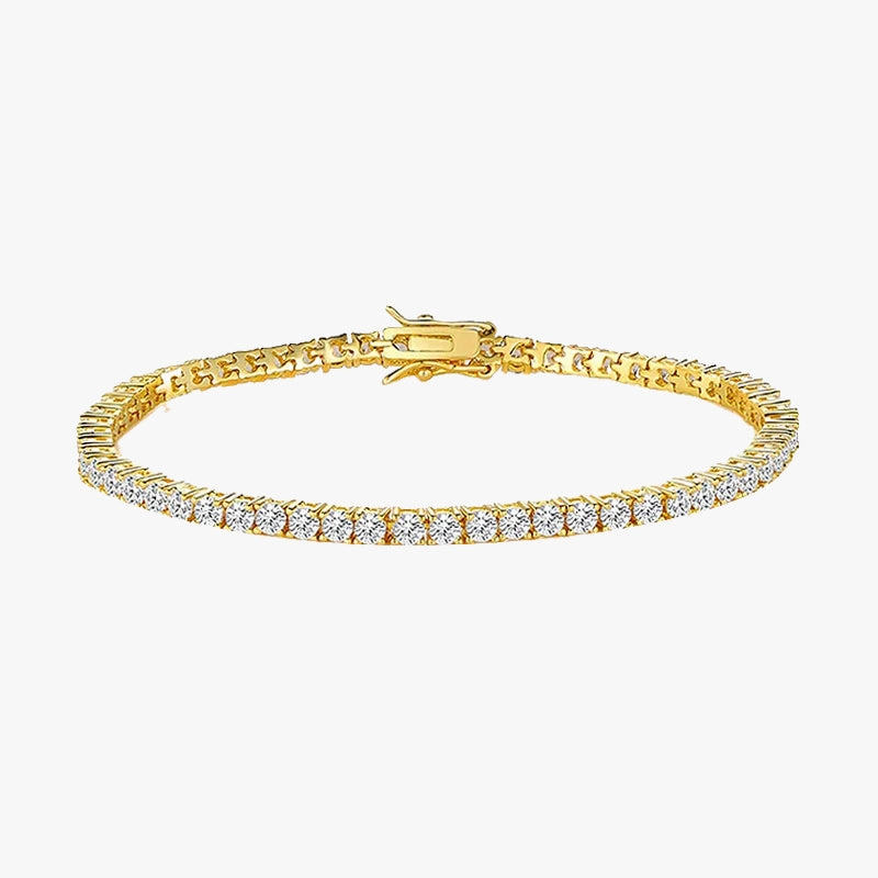 Casual Accent 18K Gold Plated Cubic Zirconia Classic Tennis Bracelet