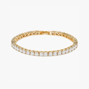 Elegant Pieces Timeless Edge 18K Gold Plated Cubic Zirconia Classic Tennis Bracelet