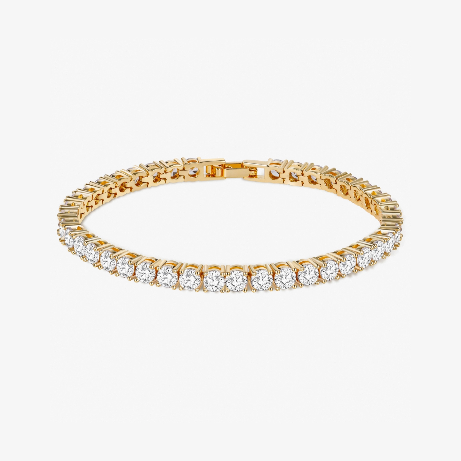 Elegant Pieces Timeless Edge 18K Gold Plated Cubic Zirconia Classic Tennis Bracelet