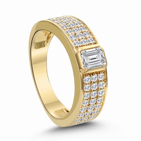 Modern Expression Office Gift 18ky Emerald Diamond French Pave Anniversary Band (1.1cttw)