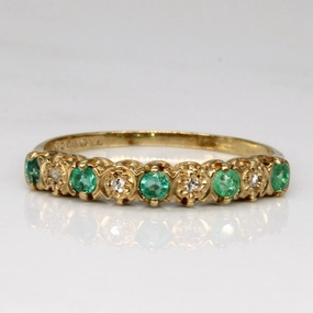 Luxurious Detail Glam Night 1986 London Emerald & Diamond Ring | 0.12ctw, 0.02ctw | SZ 7.75 |