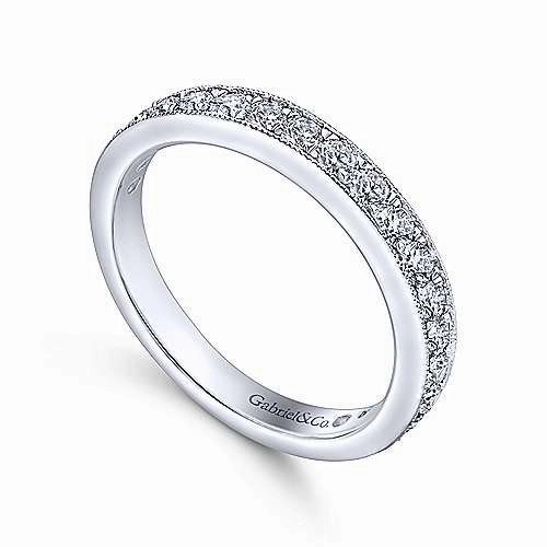 19-Stone Diamond Band with Milgrain Edging 14K White Gold Modern Harmony