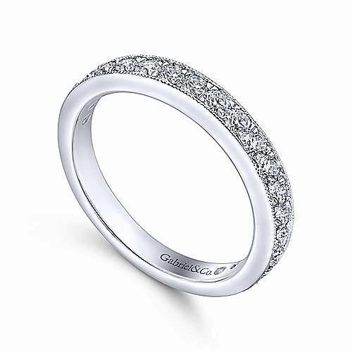 19-Stone Diamond Band with Milgrain Edging 14K White Gold Artistic Accessory