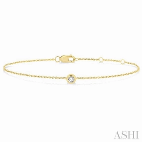 1/10 Ctw Bezel Set Round Cut Diamond Petite Fashion Bracelet in 10K Yellow Gold Smooth Transition Best Fit