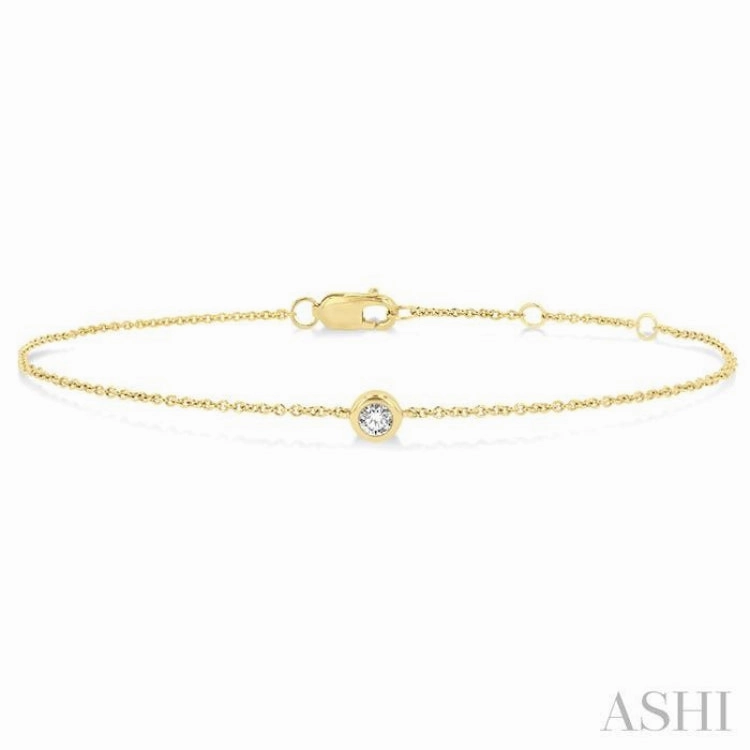 1/10 Ctw Bezel Set Round Cut Diamond Petite Fashion Bracelet in 10K Yellow Gold Smooth Transition Best Fit