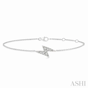 1/10 Ctw Petite Lightning Bolt Round Cut Diamond Fashion Bracelet in 10K White Gold Mythical Sight