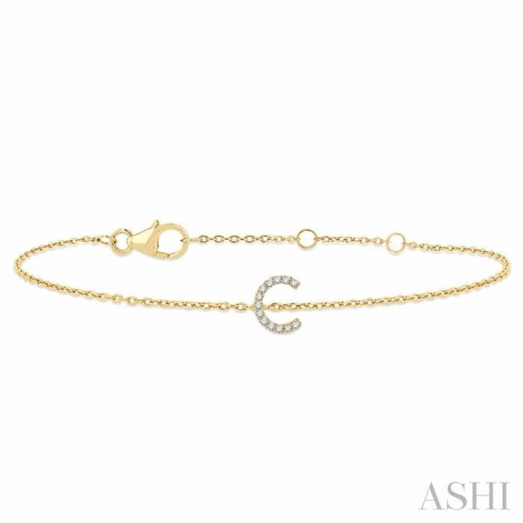 Basic Perspective Full Mixes 1/20 Ctw Initial 'C' Round Cut Diamond Bracelet in 10K Yellow Gold