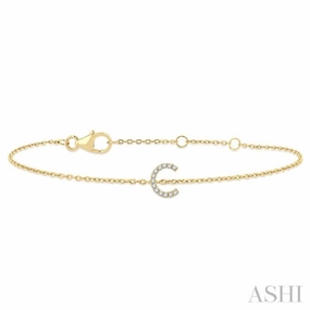 Basic Perspective Full Mixes 1/20 Ctw Initial 'C' Round Cut Diamond Bracelet in 10K Yellow Gold