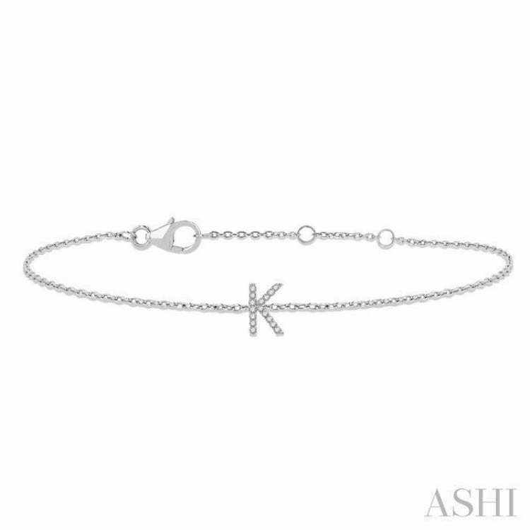 Pan-Regional Fusions 1/20 Ctw Initial 'K' Round Cut Diamond Bracelet in 10K White Gold