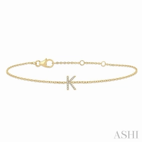 Seasonal Switch 1/20 Ctw Initial 'K' Round Cut Diamond Bracelet in 10K Yellow Gold