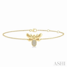 Today??s Tradition 1/20 Ctw Petite Bumble Bee Round Cut Diamond Fashion Bracelet in 10K Yellow Gold