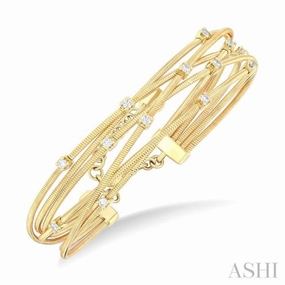 1/2 Ctw Criss-Cross Network Round Cut Diamond Fashion Spring Bangle in 14K Yellow Gold Maritime Charm