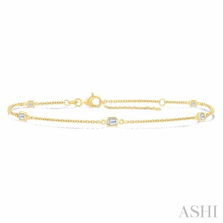 1/2 Ctw Emerald Cut Diamond Station Bracelet in 14K Yellow Gold Newly Sighted Sacred Symbol
