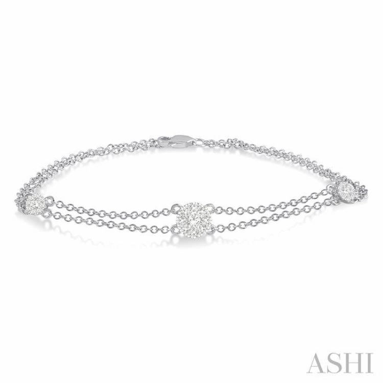 1/2 Ctw Round Cut Diamond Lovebright Double Link Chain Bracelet in 14K White Gold Extensive Variety Upper-Crust