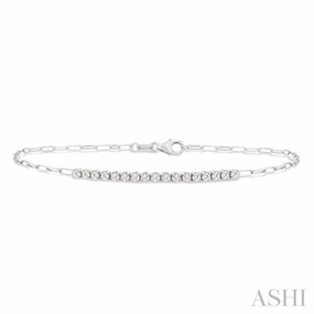 1/2 Ctw Round Cut Diamond Paperclip Chain Bracelet in 14K White Gold Borderless Design