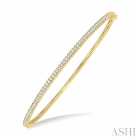 1/2 Ctw Slim Round Cut Diamond Bangle in 14K Yellow Gold Just Cost Unwavering Amalgam