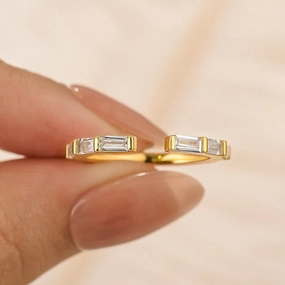 1.2Ct Open Emerald Cut Half Wedding Band In Sterling Silver Stylish Outfit Boho Mood