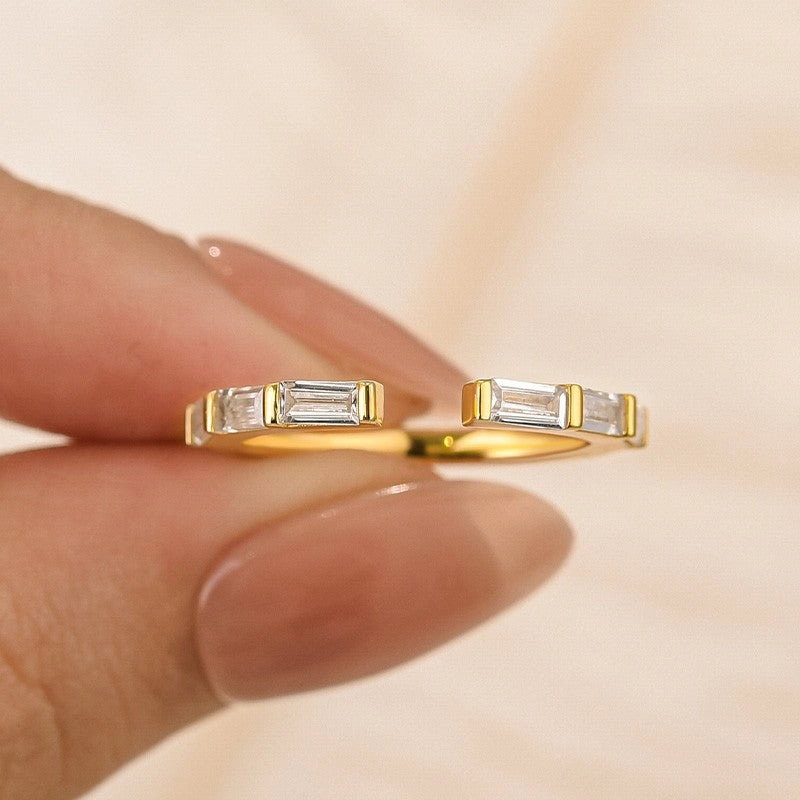 1.2Ct Open Emerald Cut Half Wedding Band In Sterling Silver Fashion Accessories