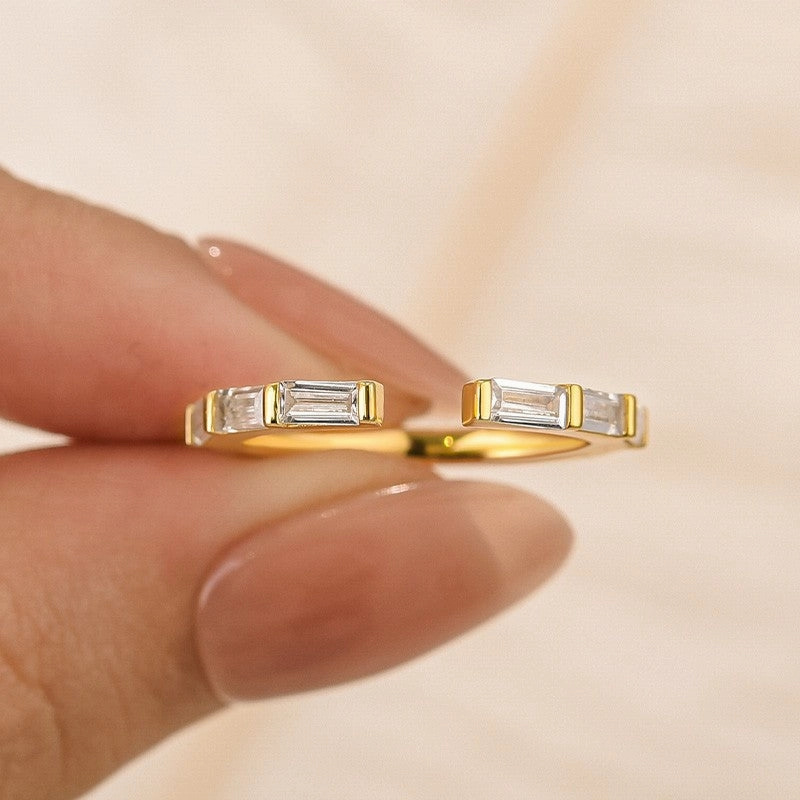 1.2Ct Open Emerald Cut Half Wedding Band In Sterling Silver Elegant Touch Glistening Shine