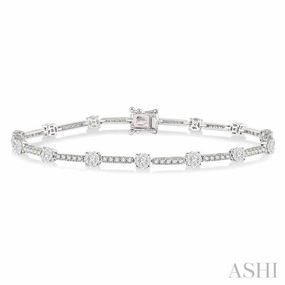 Bestie Match 1 3/4 Ctw Lovebright Round Cut Diamond Bar Tennis Bracelet in 14K White Gold