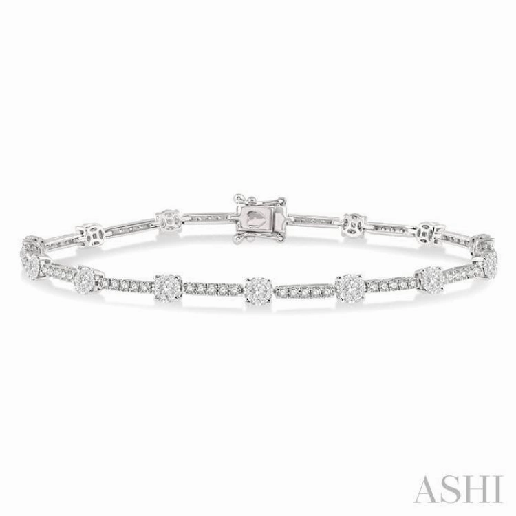 Bestie Match 1 3/4 Ctw Lovebright Round Cut Diamond Bar Tennis Bracelet in 14K White Gold