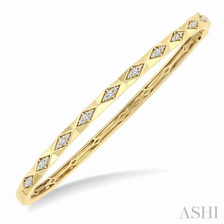 1/3 Ctw Geometric Shape Round Cut Diamond Fashion Bangle in 10K Yellow Gold Reputable Blends