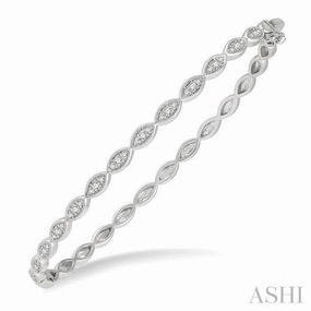 Definitive Pick Protection Symbols 1/3 ctw Marquise Mount Round Cut Diamond Stackable Bangle in 14K White Gold