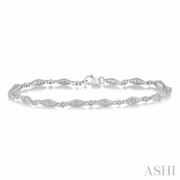 Positive Amalgamations Exceptional Value 1/3 Ctw Round Cut Diamond Shape Fashion Bracelet in 10K White Gold