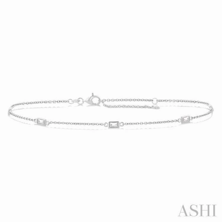 Positive vibes Memory Keeper 1/4 Ctw Baguette Cut Diamond Station Bracelet in 14K White Gold