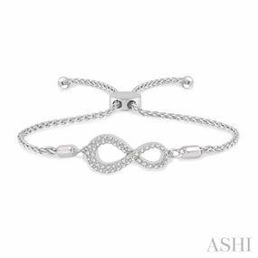 1/4 Ctw Infinity Center Round Cut Diamond Lariat Link Bracelet in 14K White Gold Latest Creation
