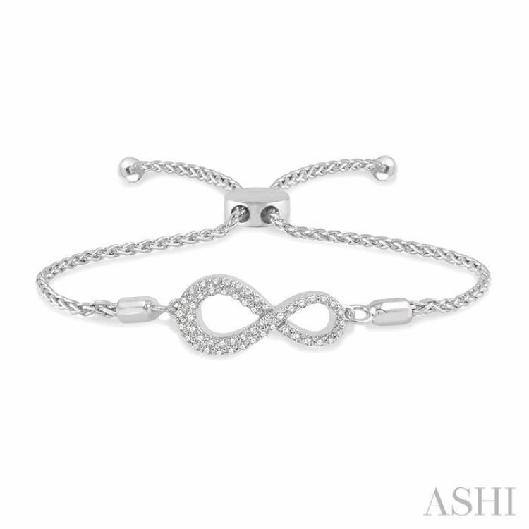 1/4 Ctw Infinity Center Round Cut Diamond Lariat Link Bracelet in 14K White Gold Latest Creation