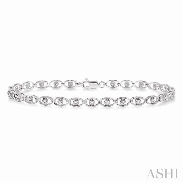 1/4 Ctw Oval Shape Single Cut Diamond Link Bracelet in 10K White Gold Unique Perspective