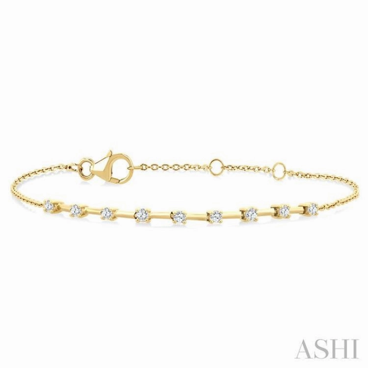 All-Purpose Modest Splendor 1/4 Ctw Round Cut Diamond Floating Fashion Chain Bracelet in 10K Yellow Gold