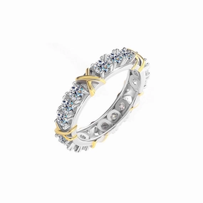 1.5 Carat Two Tone X Linked Ring Band | S925 | Moissanite Traditional Art