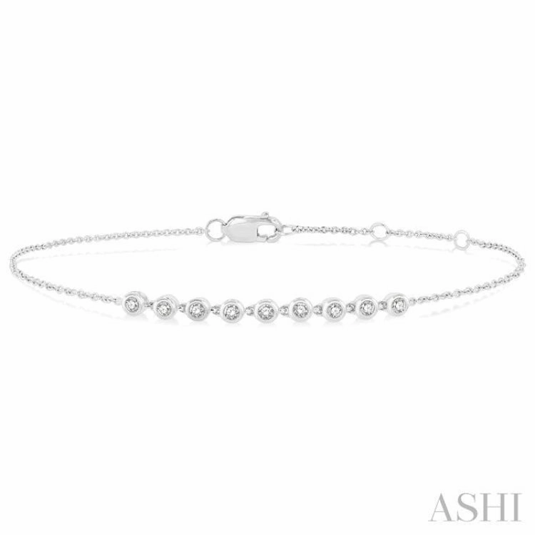 Creative Outlet Heavenly Blends 1/5 Ctw Bezel Round Cut Diamond Petite Bracelet in 10K White Gold