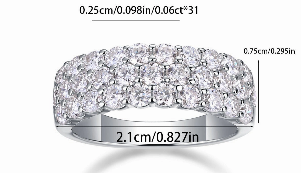 Simple Accessory Classic Flow 1.86 Carat Luxurious 31 Stone Ring Band | S925 | Moissanite