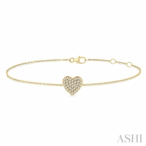 1/8 Ctw Petite Heart Round Cut Diamond Fashion Bracelet in 10K Yellow Gold Divine Blends Optimal Scenario