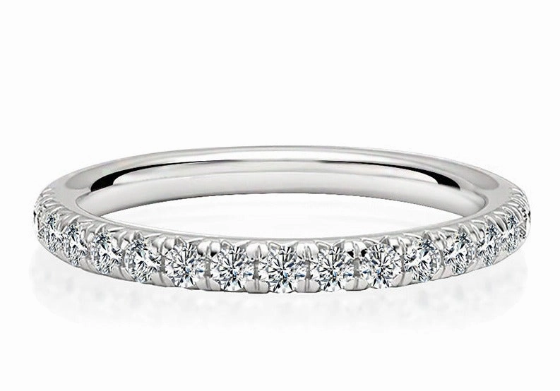 1 Carat Half Eternity Band Ring Stackable | S925 | Moissanite Contemporary Emblem