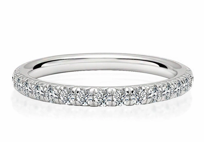 Delicate Look 1 Carat Half Eternity Band Ring Stackable | S925 | Moissanite