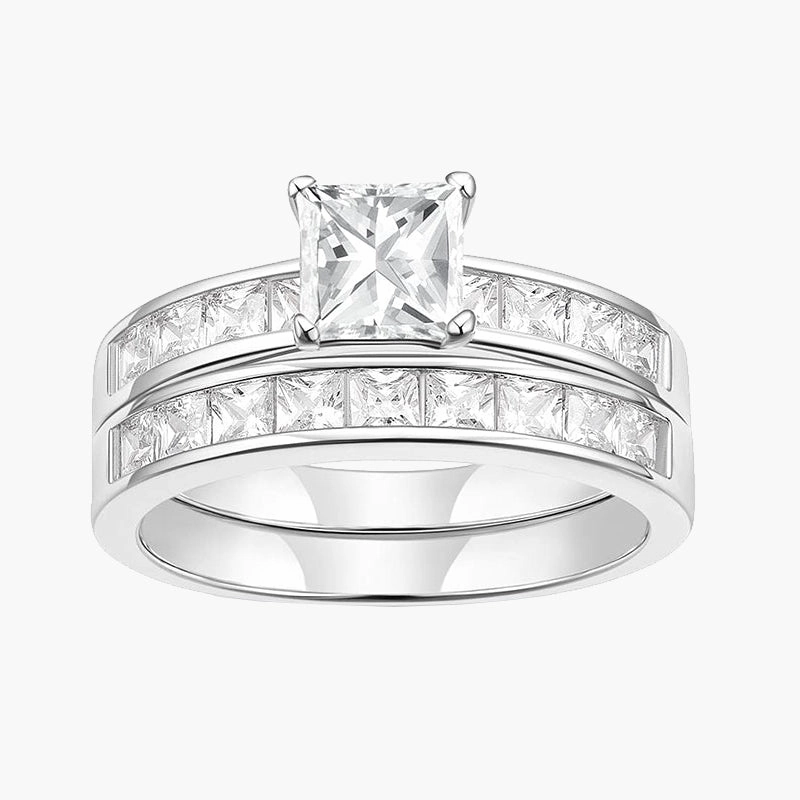 1 Carat Princess Cut Bridal Set Wedding Ring Simple Glow Timeless Match