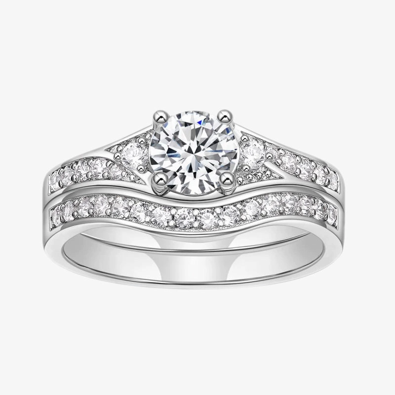 1 Carat Women's Wedding Rings Round Bridal Ring Set Stylish Detail Chic Choice